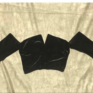 Black Velvet Off The Shoulder Crop Top